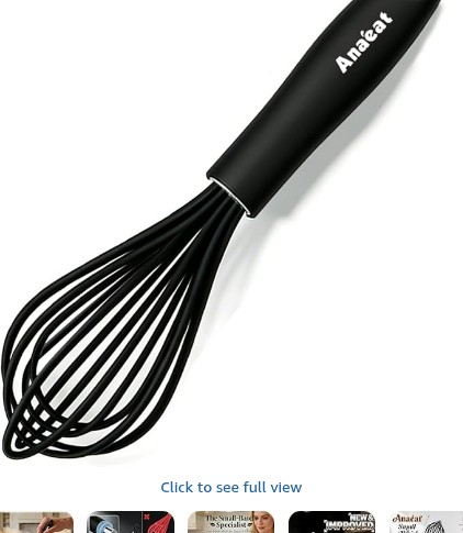 Anaeat 23cm Silicone Balloon Whisk, Perfect for Non-Stick Cookware, Milk and Egg Beater Blender, Heat Resistant Kitchen Whisks for Whisking, Cooking, Baking, Beating, Frothing & Stirring (Black)